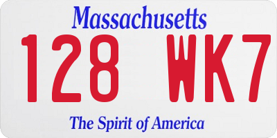 MA license plate 128WK7