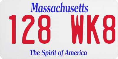 MA license plate 128WK8