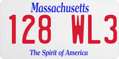 MA license plate 128WL3