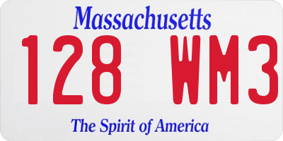 MA license plate 128WM3