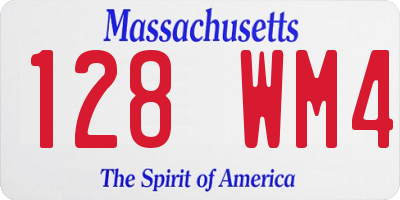 MA license plate 128WM4