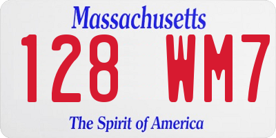 MA license plate 128WM7