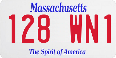 MA license plate 128WN1