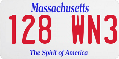 MA license plate 128WN3
