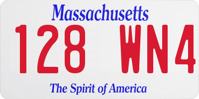 MA license plate 128WN4