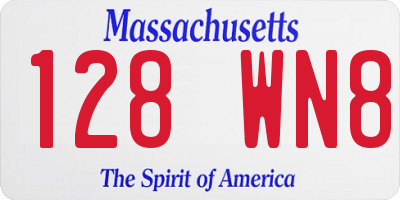 MA license plate 128WN8