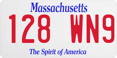 MA license plate 128WN9