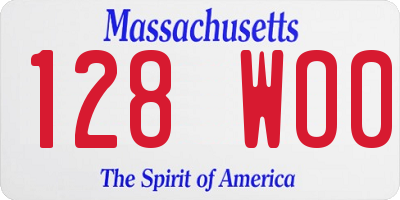 MA license plate 128WO0