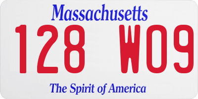 MA license plate 128WO9