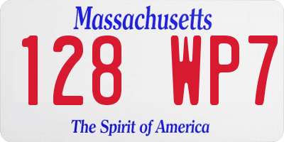 MA license plate 128WP7