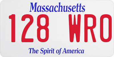 MA license plate 128WR0
