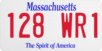 MA license plate 128WR1