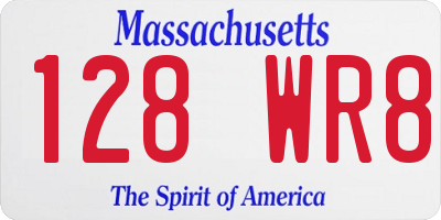 MA license plate 128WR8