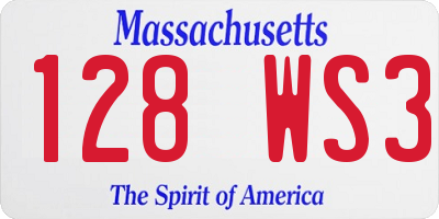 MA license plate 128WS3