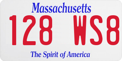 MA license plate 128WS8