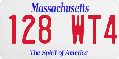 MA license plate 128WT4