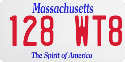 MA license plate 128WT8
