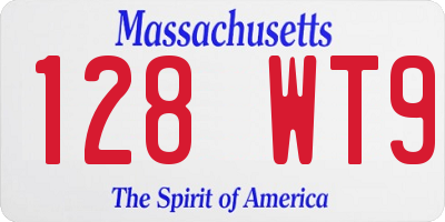 MA license plate 128WT9