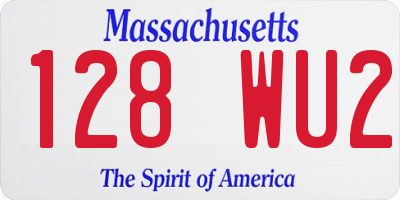 MA license plate 128WU2