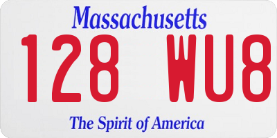 MA license plate 128WU8