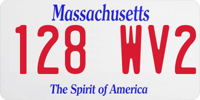 MA license plate 128WV2