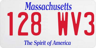 MA license plate 128WV3