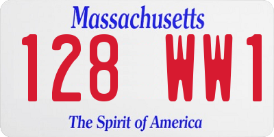 MA license plate 128WW1