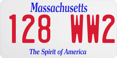 MA license plate 128WW2