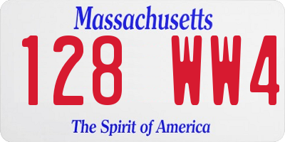 MA license plate 128WW4