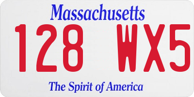 MA license plate 128WX5
