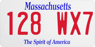 MA license plate 128WX7