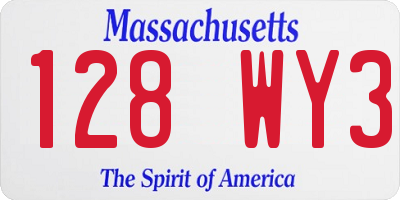 MA license plate 128WY3