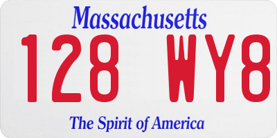 MA license plate 128WY8