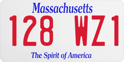 MA license plate 128WZ1