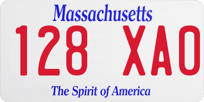MA license plate 128XA0
