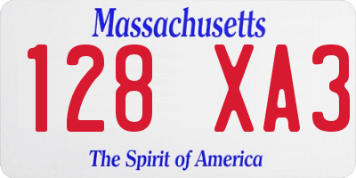 MA license plate 128XA3