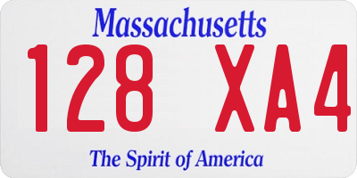 MA license plate 128XA4