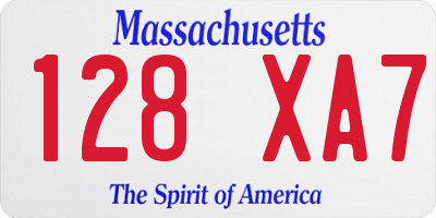 MA license plate 128XA7