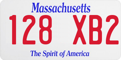 MA license plate 128XB2