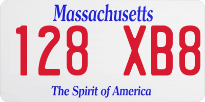 MA license plate 128XB8