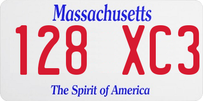 MA license plate 128XC3