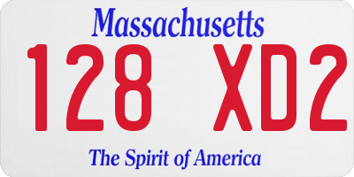 MA license plate 128XD2