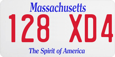 MA license plate 128XD4