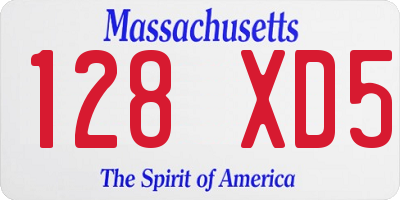 MA license plate 128XD5