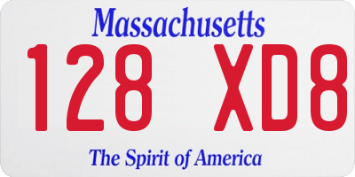 MA license plate 128XD8