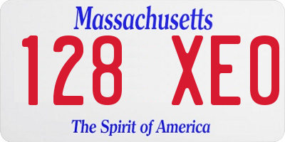 MA license plate 128XE0