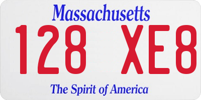 MA license plate 128XE8