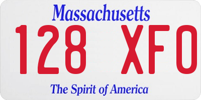 MA license plate 128XF0