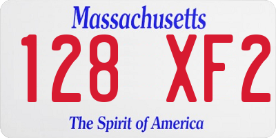 MA license plate 128XF2