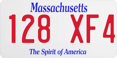 MA license plate 128XF4